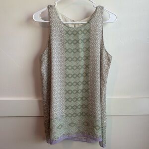 Max Studio Light Purple & Green Geometric Patterned Sleeveless Blouse